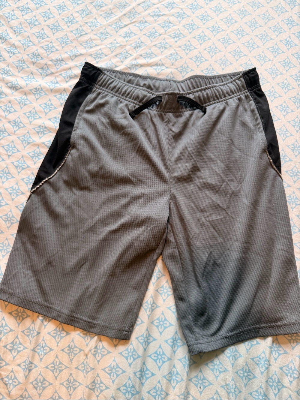 Kids Grey Athletic Shorts with Black Panels